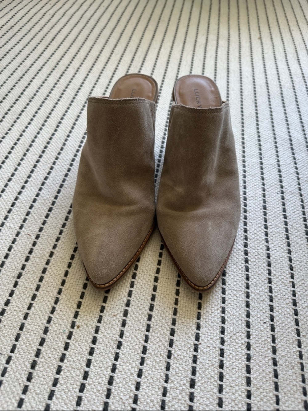 Lucky Brand Taupe Suede Pointed-Toe Mule